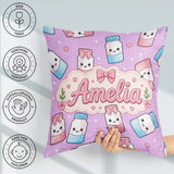 Custom Name Cute Kawaii Sugar Jar Bottles with Glitter Sprinkles Square Filled Cushion Throw Pillow Sofa Bed Home Decor Zip Washable UK Made