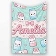Cute Kawaii Sugar Jar Bottles with Glitter Sprinkles Mint  Personalised Custom Name Super Soft Fleece Blanket Bed Sofa Throw