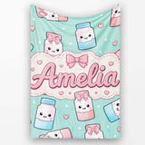 Cute Kawaii Sugar Jar Bottles with Glitter Sprinkles Mint  Personalised Custom Name Super Soft Fleece Blanket Bed Sofa Throw