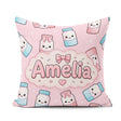 Custom Name Kawaii Sugar Jar Bottles with Glitter Sprinkles Pink Square Filled Cushion Throw Pillow Sofa Bed Home Decor Zip Washable UK Made