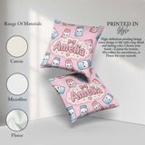 Custom Name Kawaii Sugar Jar Bottles with Glitter Sprinkles Pink Square Filled Cushion Throw Pillow Sofa Bed Home Decor Zip Washable UK Made