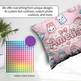 Custom Name Kawaii Sugar Jar Bottles with Glitter Sprinkles Pink Square Filled Cushion Throw Pillow Sofa Bed Home Decor Zip Washable UK Made