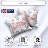 Custom Name Kawaii Sugar Jar Bottles with Glitter Sprinkles Grey Square Filled Cushion Throw Pillow Sofa Bed Home Decor Zip Washable UK Made