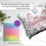 Custom Name Kawaii Sugar Jar Bottles with Glitter Sprinkles Grey Square Filled Cushion Throw Pillow Sofa Bed Home Decor Zip Washable UK Made
