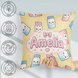Custom Name Cute Kawaii Sugar Jar Bottles with Glitter Sprinkles Square Filled Cushion Throw Pillow Sofa Bed Home Decor Zip Washable UK Made