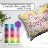 Custom Name Cute Kawaii Sugar Jar Bottles with Glitter Sprinkles Square Filled Cushion Throw Pillow Sofa Bed Home Decor Zip Washable UK Made