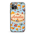 Cute Vintage Teapot Floral Tea Cups Strawberry Custom Name Protective Phone Case Mobile Cover Durable Everyday Smartphone Shock Resistant