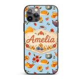 Cute Vintage Teapot Floral Tea Cups Strawberry Custom Name Protective Phone Case Mobile Cover Durable Everyday Smartphone Shock Resistant