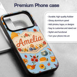 Cute Vintage Teapot Floral Tea Cups Strawberry Custom Name Protective Phone Case Mobile Cover Durable Everyday Smartphone Shock Resistant
