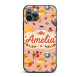 Cute Vintage Teapot Floral Tea Cups Strawberry Custom Name Protective Phone Case Mobile Cover Durable Everyday Smartphone Shock Resistant