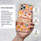 Cute Vintage Teapot Floral Tea Cups Strawberry Custom Name Protective Phone Case Mobile Cover Durable Everyday Smartphone Shock Resistant