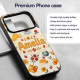 Cute Vintage Teapot Floral Tea Cups Strawberry Custom Name Protective Phone Case Mobile Cover Durable Everyday Smartphone Shock Resistant