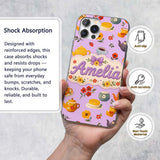 Cute Vintage Teapot Floral Tea Cups Strawberry Custom Name Protective Phone Case Mobile Cover Durable Everyday Smartphone Shock Resistant