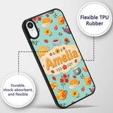 Cute Vintage Teapot Floral Tea Cups Strawberry Custom Name Protective Phone Case Mobile Cover Durable Everyday Smartphone Shock Resistant