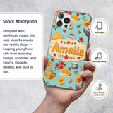 Cute Vintage Teapot Floral Tea Cups Strawberry Custom Name Protective Phone Case Mobile Cover Durable Everyday Smartphone Shock Resistant