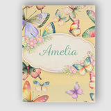 Personalised Name Watercolor Butterfly Leaf Botanical Seamless Custom Modern Room Accent Canvas Wall Art Print Decor Picture Ready to Hang