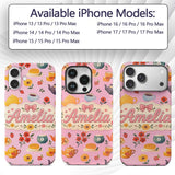 Cute Vintage Teapot Floral Tea Cups Strawberry Custom Name Protective Phone Case Mobile Cover Durable Everyday Smartphone Shock Resistant