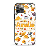 Cute Vintage Teapot Floral Tea Cups Strawberry Custom Name Protective Phone Case Mobile Cover Durable Everyday Smartphone Shock Resistant