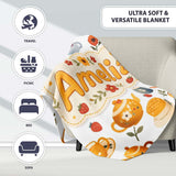 Cute Vintage Teapot Floral Tea Cups Strawberry Garden Grey  Personalised Custom Name Super Soft Fleece Blanket Bed Sofa Throw