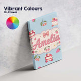 Personalised Name Cute Strawberry Cake Custom  Modern Room Accent Elegant Feature Canvas Wall Art Print Decor Picture Ready to Hang
