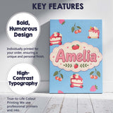 Personalised Name Cute Strawberry Cake Custom  Modern Room Accent Elegant Feature Canvas Wall Art Print Decor Picture Ready to Hang