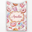 Kawaii Donut Cake Cupcake Sweet Treat Seamless Pattern Beige  Personalised Custom Name Super Soft Fleece Blanket Bed Sofa Throw
