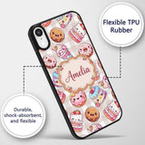 Kawaii Donut Cake Cupcake Sweet Treat Seamless Custom Name Protective Phone Case Mobile Cover Durable Everyday Smartphone Shock Resistant