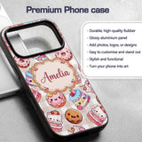Kawaii Donut Cake Cupcake Sweet Treat Seamless Custom Name Protective Phone Case Mobile Cover Durable Everyday Smartphone Shock Resistant