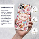 Kawaii Donut Cake Cupcake Sweet Treat Seamless Custom Name Protective Phone Case Mobile Cover Durable Everyday Smartphone Shock Resistant