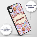 Kawaii Donut Cake Cupcake Sweet Dessert Seamless Custom Name Protective Phone Case Mobile Cover Durable Everyday Smartphone Shock Resistant