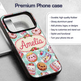 Kawaii Donut Cake Cupcake Sweet Dessert Seamless Custom Name Protective Phone Case Mobile Cover Durable Everyday Smartphone Shock Resistant