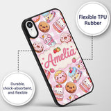 Kawaii Donut Cake Cupcake Sweet Dessert Seamless Custom Name Protective Phone Case Mobile Cover Durable Everyday Smartphone Shock Resistant