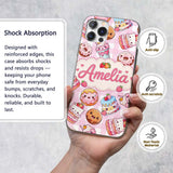 Kawaii Donut Cake Cupcake Sweet Dessert Seamless Custom Name Protective Phone Case Mobile Cover Durable Everyday Smartphone Shock Resistant