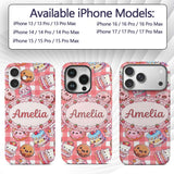 Kawaii Donut Cake Cupcake Sweet Dessert Seamless Custom Name Protective Phone Case Mobile Cover Durable Everyday Smartphone Shock Resistant