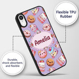 Kawaii Donut Cake Cupcake Sweet Dessert Seamless Custom Name Protective Phone Case Mobile Cover Durable Everyday Smartphone Shock Resistant