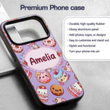 Kawaii Donut Cake Cupcake Sweet Dessert Seamless Custom Name Protective Phone Case Mobile Cover Durable Everyday Smartphone Shock Resistant