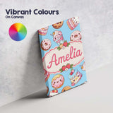 Personalised Name Cute Kawaii Donut Cake Custom  Unique Gift Idea Elegant Feature Canvas Wall Art Print Decor Picture Ready to Hang