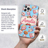 Cute Kawaii Donut Cake Cupcake Sweet Dessert Custom Name Protective Phone Case Mobile Cover Durable Everyday Smartphone Shock Resistant