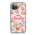 Cute Kawaii Donut Cake Cupcake Sweet Dessert Custom Name Protective Phone Case Mobile Cover Durable Everyday Smartphone Shock Resistant