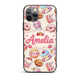 Cute Kawaii Donut Cake Cupcake Sweet Dessert Custom Name Protective Phone Case Mobile Cover Durable Everyday Smartphone Shock Resistant