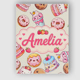 Personalised Name Cute Kawaii Donut Cake Custom  Unique Gift Idea Elegant Feature Canvas Wall Art Print Decor Picture Ready to Hang
