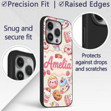 Cute Kawaii Donut Cake Cupcake Sweet Dessert Custom Name Protective Phone Case Mobile Cover Durable Everyday Smartphone Shock Resistant