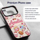 Cute Kawaii Donut Cake Cupcake Sweet Dessert Custom Name Protective Phone Case Mobile Cover Durable Everyday Smartphone Shock Resistant