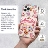 Cute Kawaii Donut Cake Cupcake Sweet Dessert Custom Name Protective Phone Case Mobile Cover Durable Everyday Smartphone Shock Resistant
