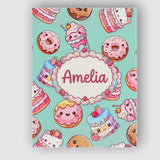 Personalised Name Cute Kawaii Donut Cake Custom  Unique Gift Idea Elegant Feature Canvas Wall Art Print Decor Picture Ready to Hang