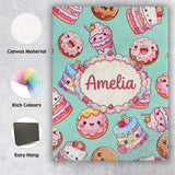 Personalised Name Cute Kawaii Donut Cake Custom  Unique Gift Idea Elegant Feature Canvas Wall Art Print Decor Picture Ready to Hang
