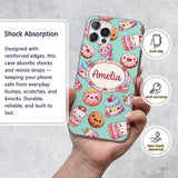 Cute Kawaii Donut Cake Cupcake Sweet Dessert Custom Name Protective Phone Case Mobile Cover Durable Everyday Smartphone Shock Resistant