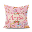 Custom Name Kawaii Donut Cake Cupcake Sweet Dessert Pattern Warm Square Filled Cushion Throw Pillow Sofa Bed Home Decor Zip Washable UK Made