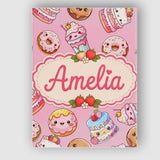 Personalised Name Kawaii Donut Cake Cupcake Custom  Bespoke Interior Contemporary Canvas Wall Art Print Decor Picture Ready to Hang