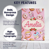 Personalised Name Kawaii Donut Cake Cupcake Custom  Bespoke Interior Contemporary Canvas Wall Art Print Decor Picture Ready to Hang
